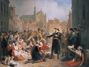 El burgomaestre van der Werf ofrece su espada al pueblo de Leiden de Mattheus Ignatius van Bree
